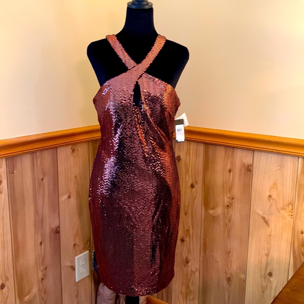 Guess Copper Sequin Cocktail Dress